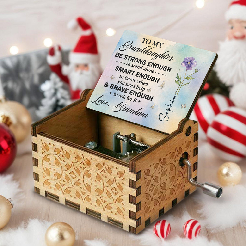 Personalized Music Box for Granddaughter Purple Flower Butterfly Gift