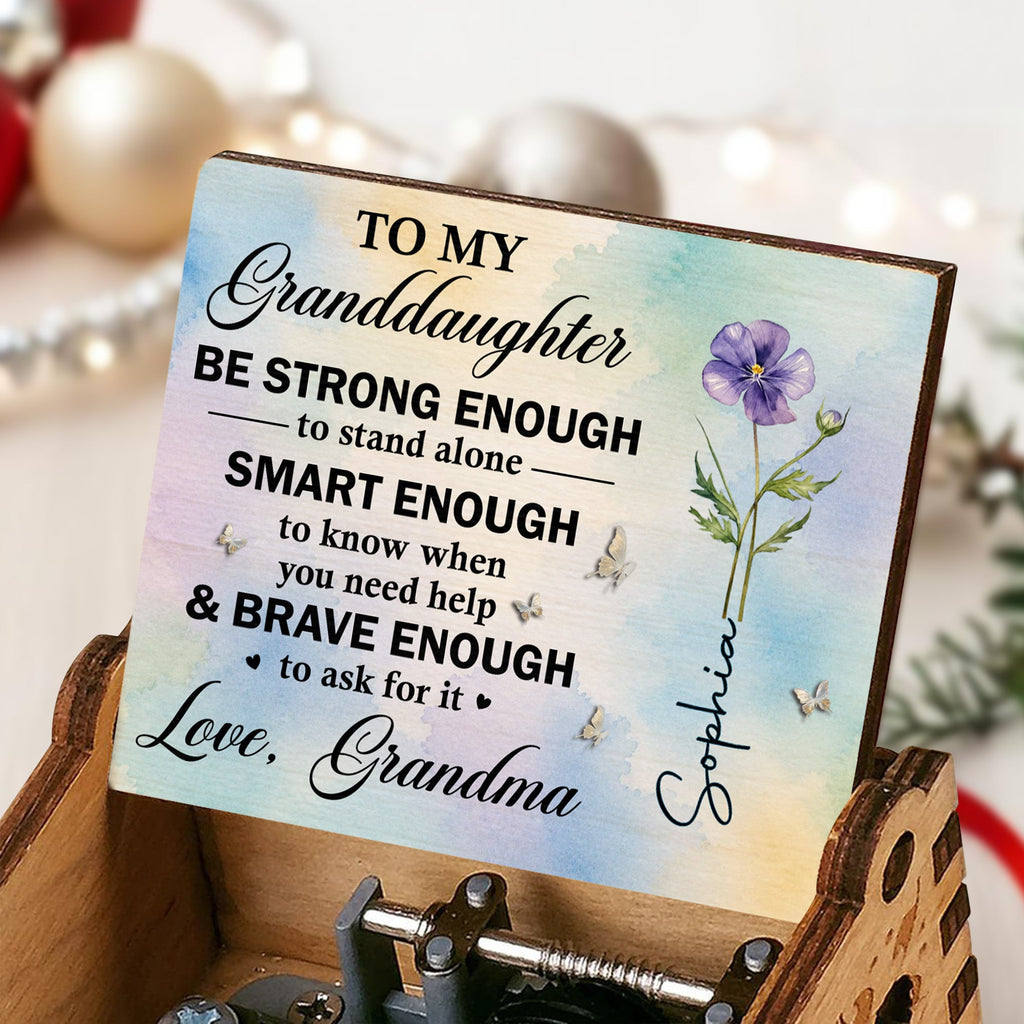 Personalized Music Box for Granddaughter Purple Flower Butterfly Gift