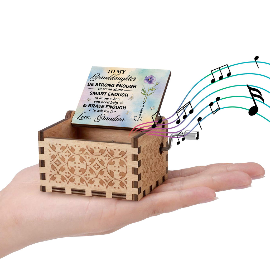 Personalized Music Box for Granddaughter Purple Flower Butterfly Gift