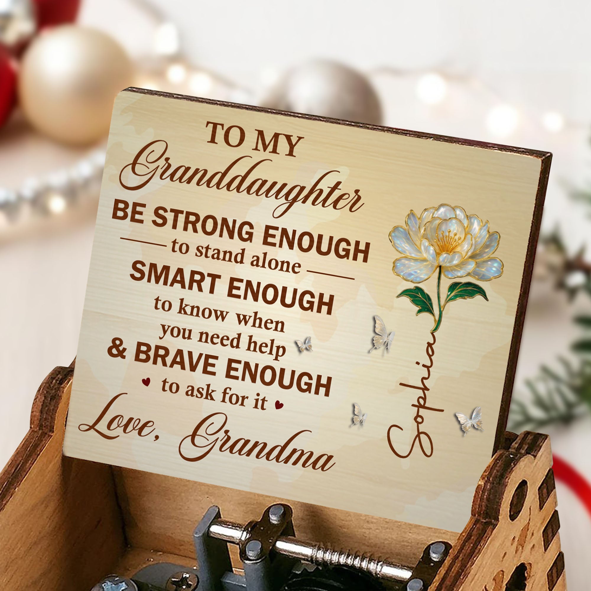 Personalized Wooden Music Box Custom Birth Month Flower Gift for Granddaughter