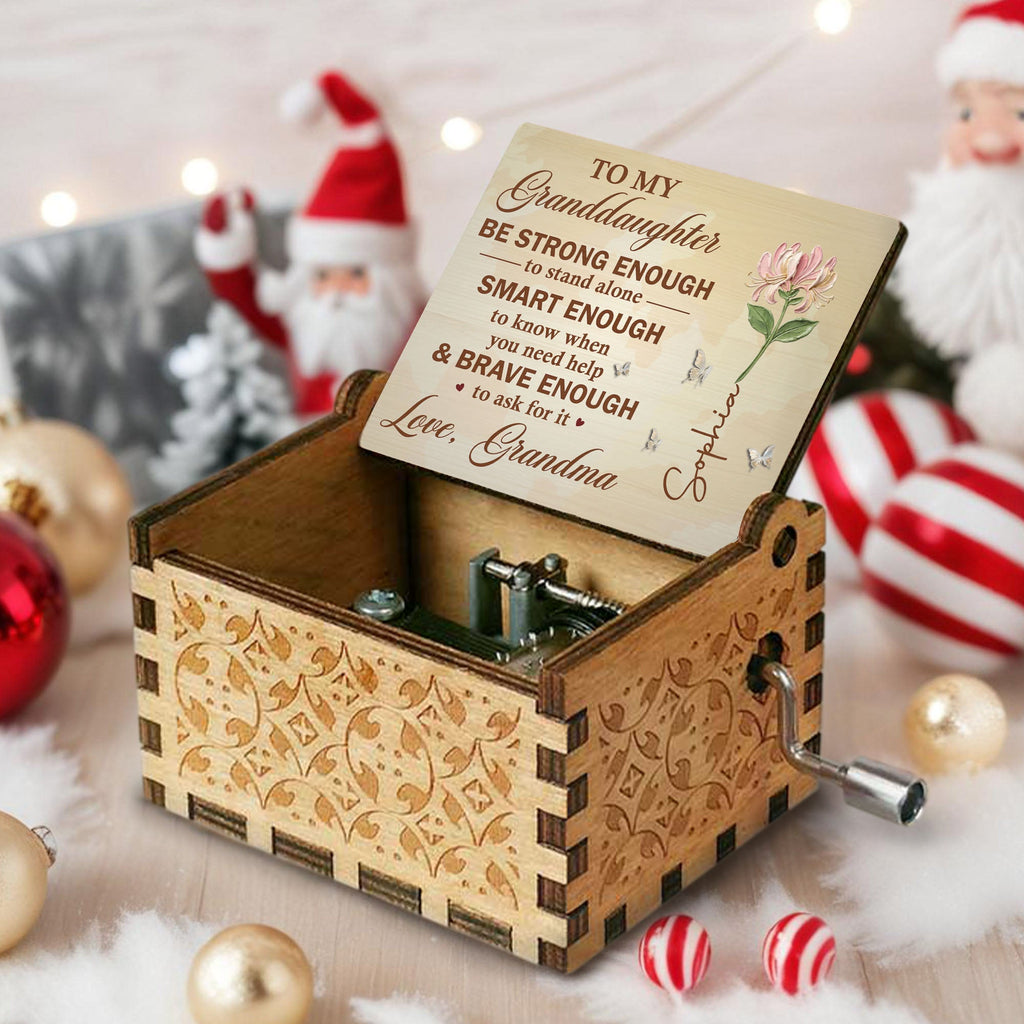 Personalized Music Box Custom Birth Month Flower Gift for Granddaughter