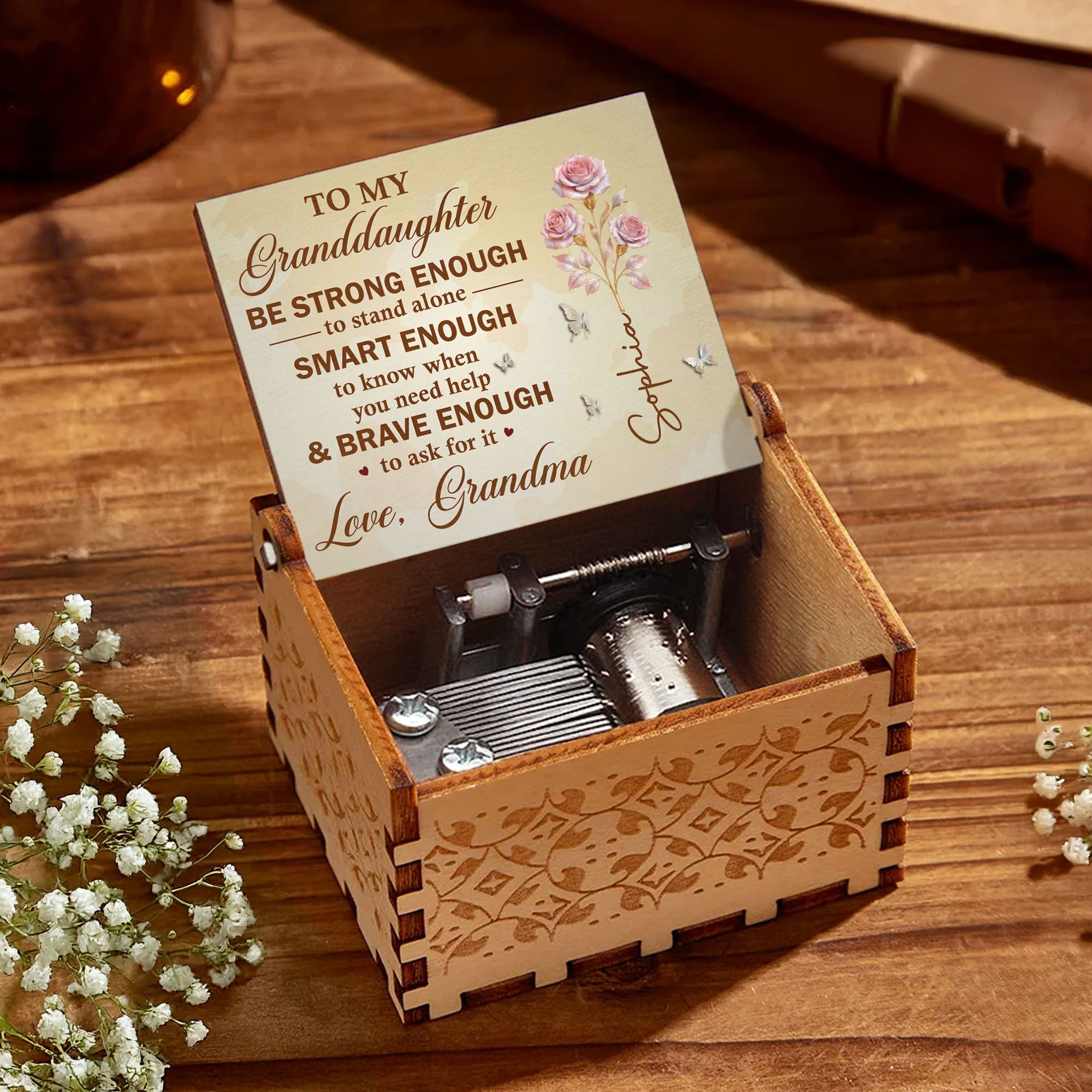 Personalized Music Box Custom Design for Granddaughter Gift
