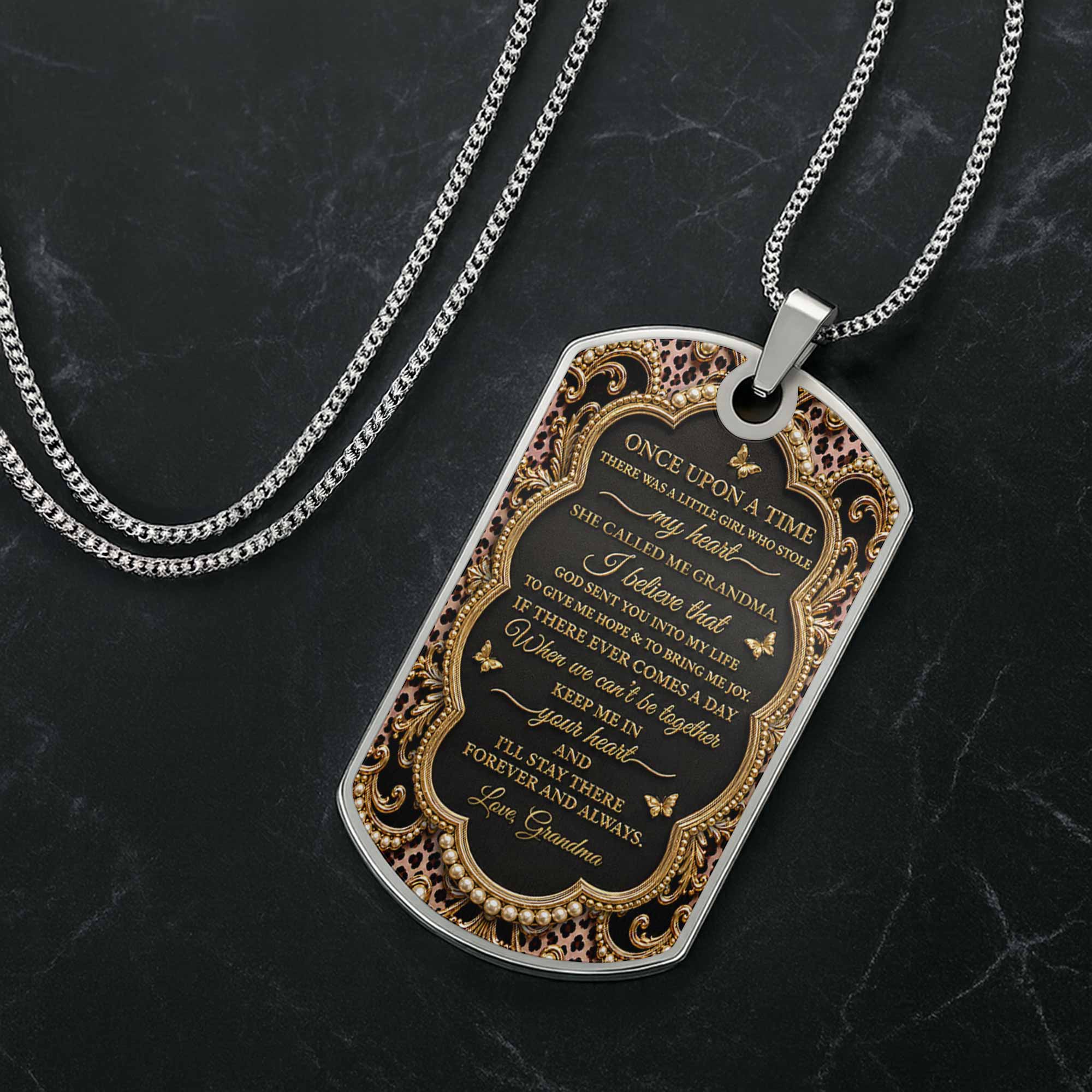 Personalized Dog Tag Necklace Custom for Granddaughter Gift
