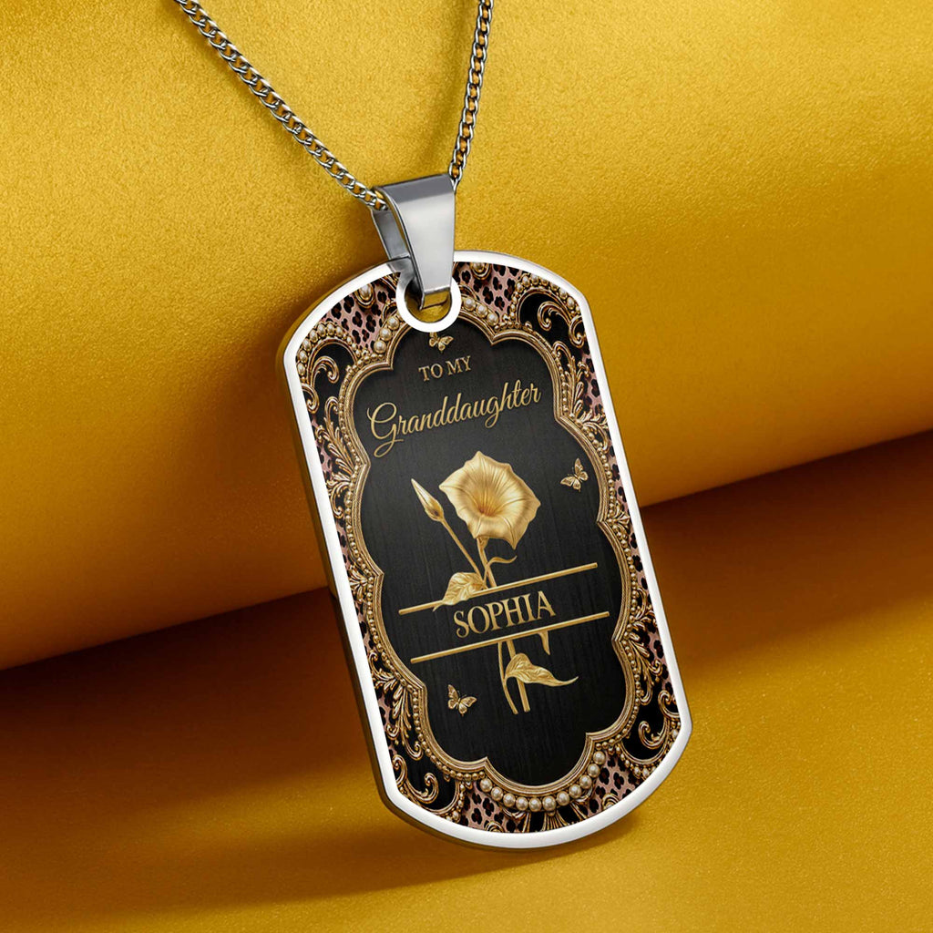 Personalized Dog Tag Necklace Custom for Granddaughter Gift