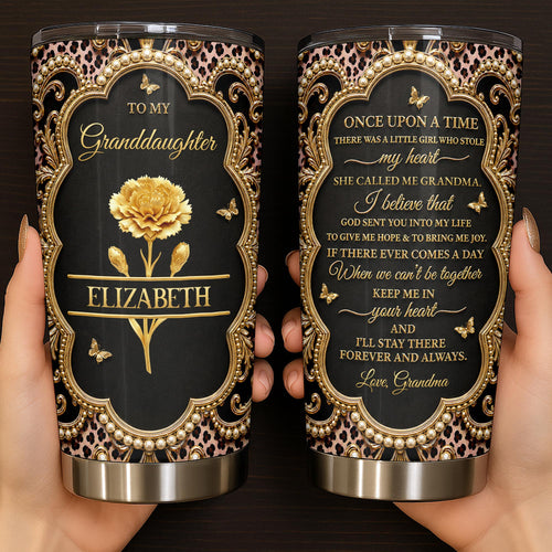 Personalized 20oz Stainless Steel Tumbler for Granddaughter - Birth Month Flower Design 20oz Tumbler GradoCreations