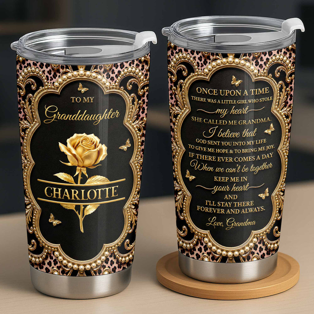 Personalized 20oz Stainless Steel Tumbler for Granddaughter - Birth Month Flower Design