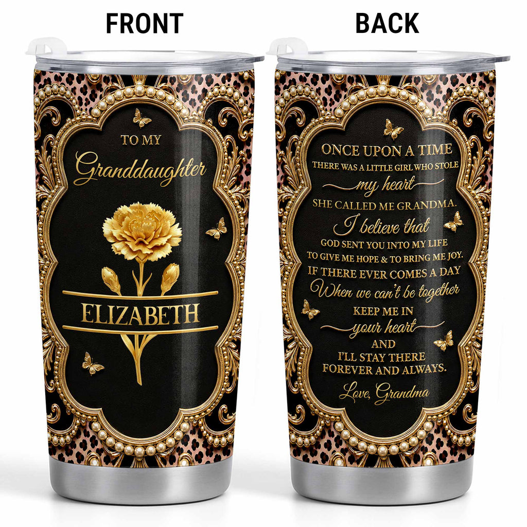 Personalized 20oz Stainless Steel Tumbler for Granddaughter - Birth Month Flower Design