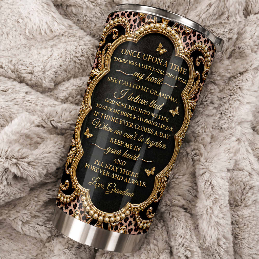 Personalized 20oz Stainless Steel Tumbler for Granddaughter - Birth Month Flower Design
