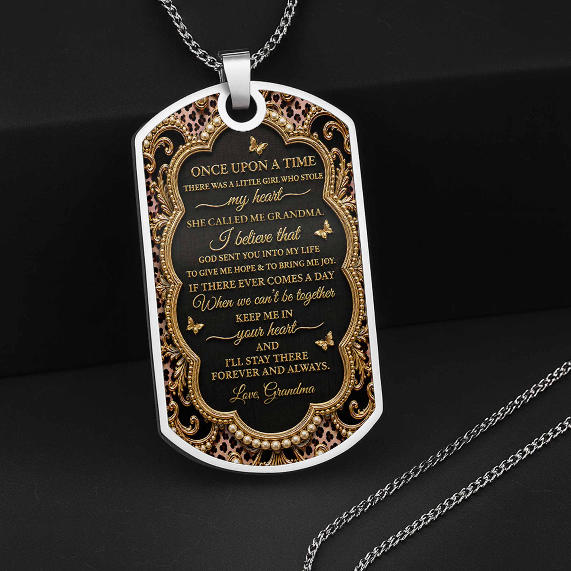 Personalized Dog Tag Necklace Custom Name for Granddaughter