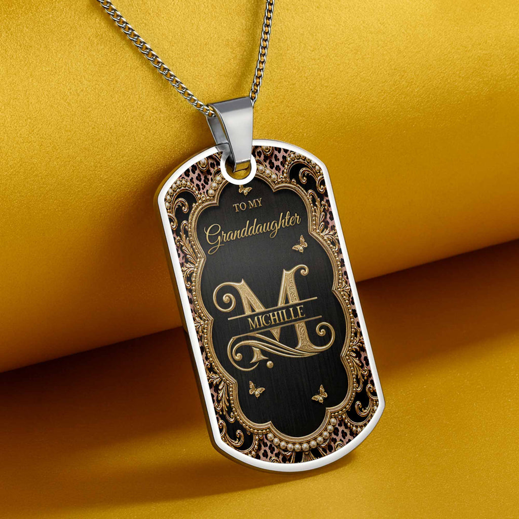 Personalized Dog Tag Necklace Custom Name for Granddaughter