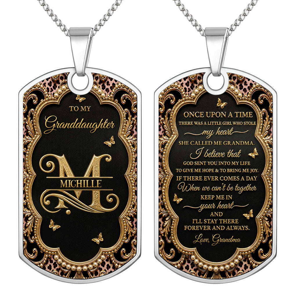 Personalized Dog Tag Necklace Custom Name for Granddaughter