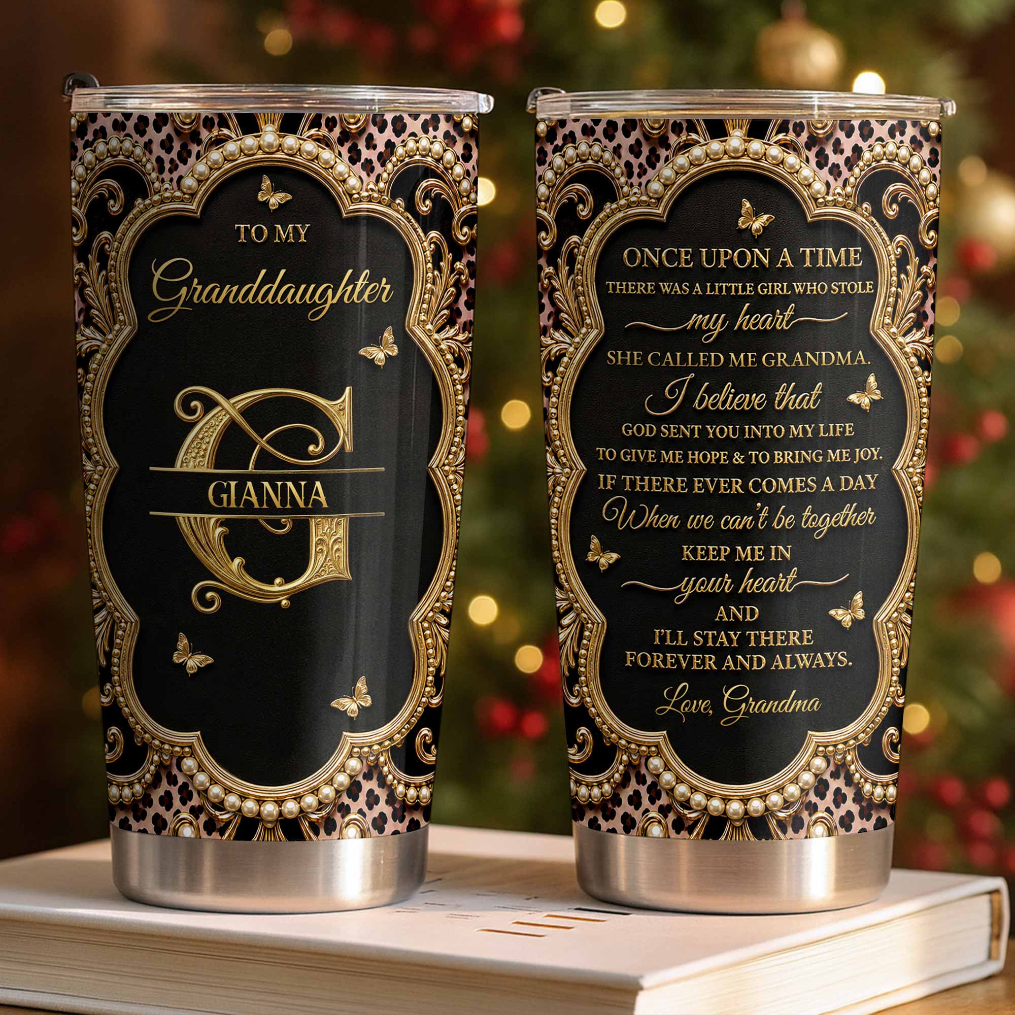 Personalized 20oz Stainless Steel Tumbler Custom Name Gift for Granddaughter