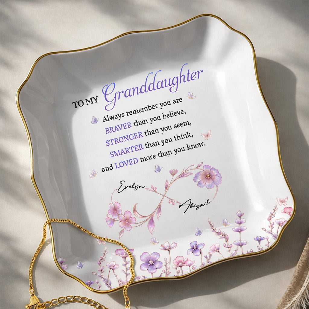 Personalized Lace Jewelry Dish Custom Name Gift for Granddaughter