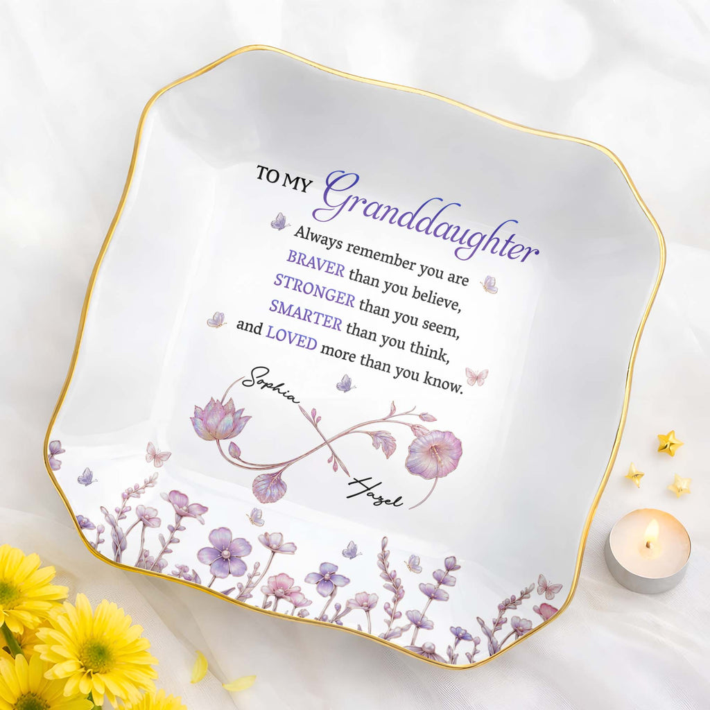 Personalized Lace Jewelry Dish Custom Name Gift for Granddaughter
