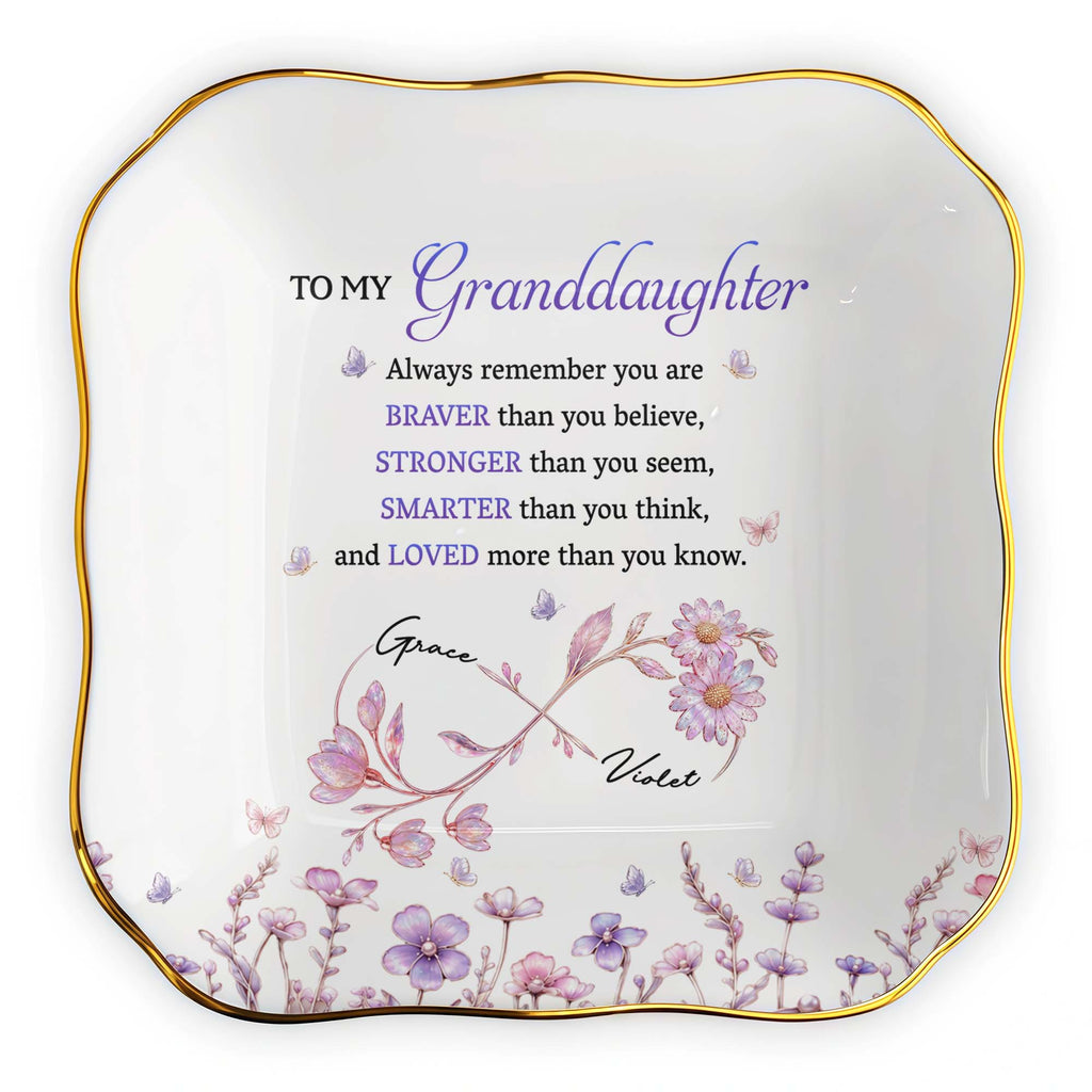 Personalized Lace Jewelry Dish Custom Name Gift for Granddaughter