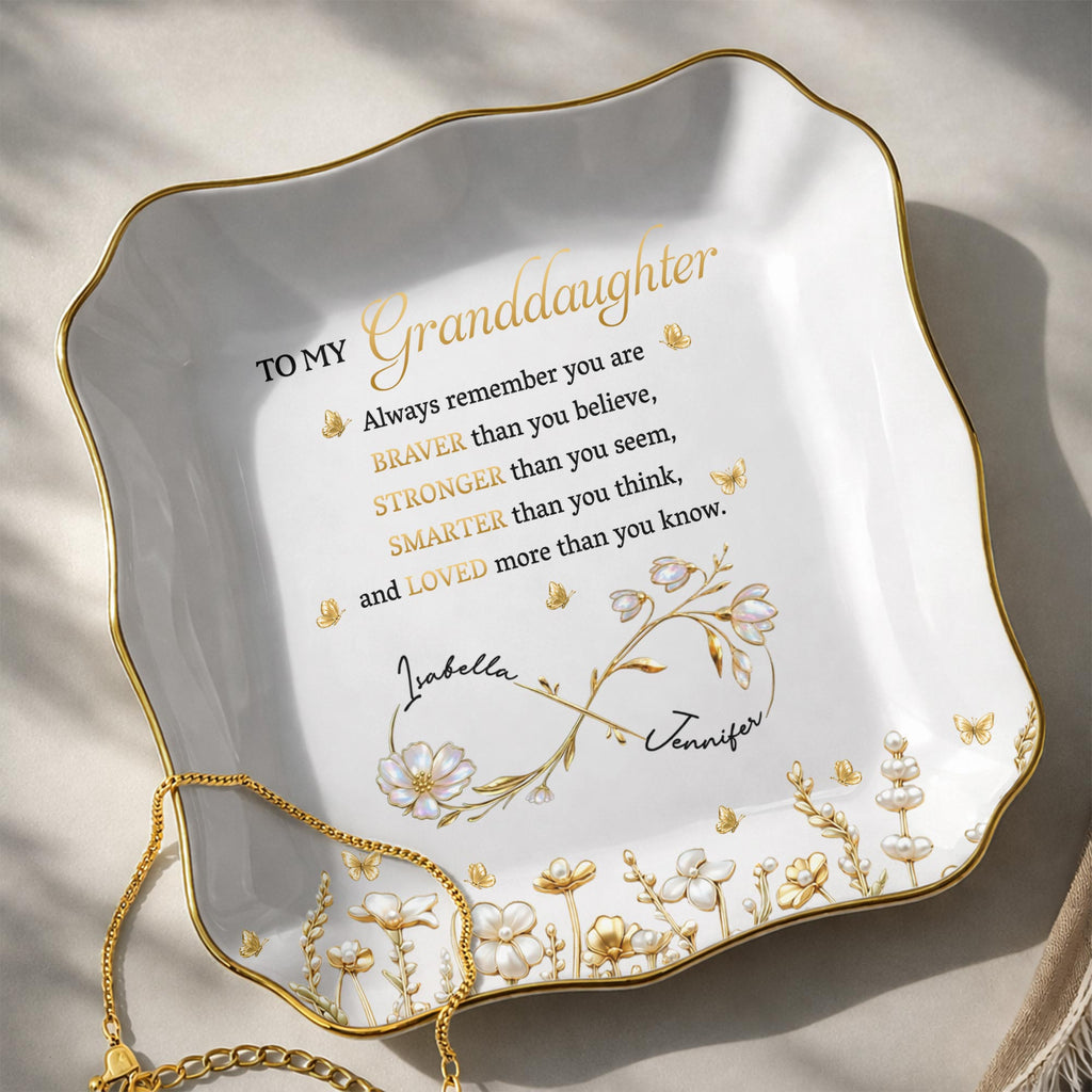 Personalized Lace Jewelry Dish Custom Name Gift for Granddaughter