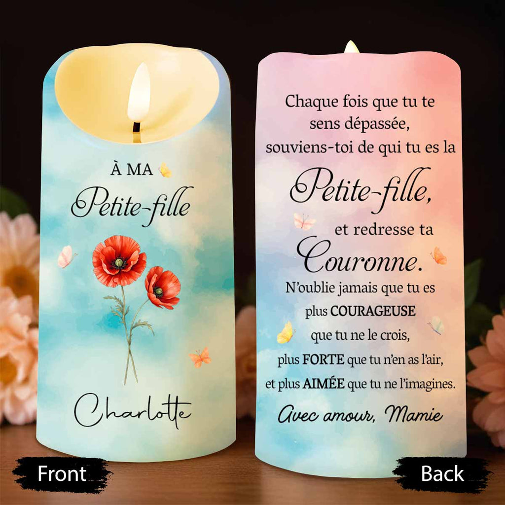 Personalized LED Candle with Birth Month Flowers Custom Gift for Granddaughter