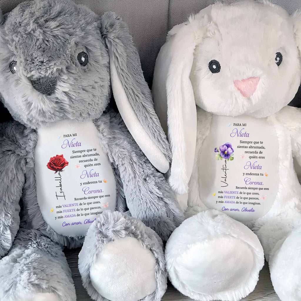 Personalized Stuffed Bunny Custom Name Gift for Granddaughter