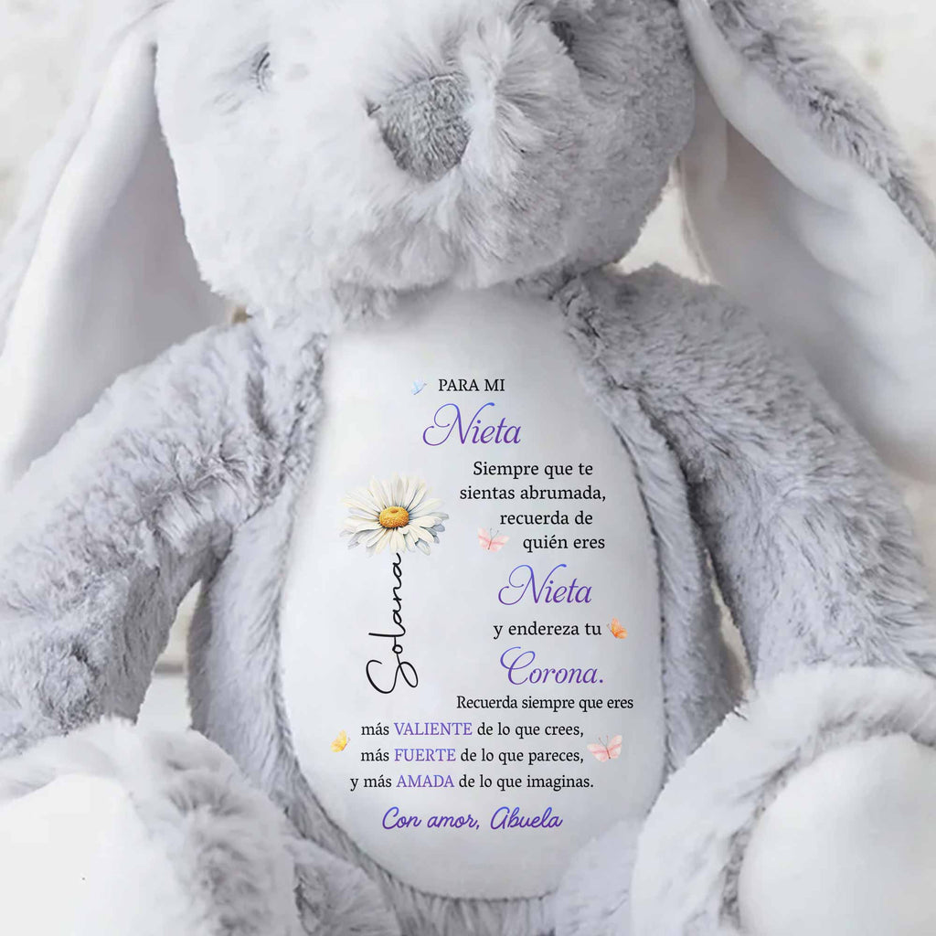 Personalized Stuffed Bunny Custom Name Gift for Granddaughter