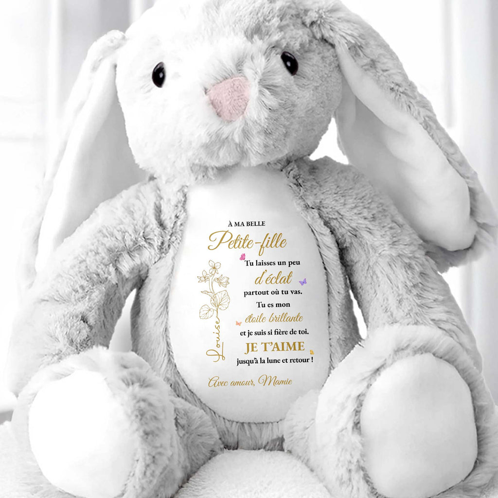 Personalized Stuffed Bunny Custom Name Gift for Granddaughter