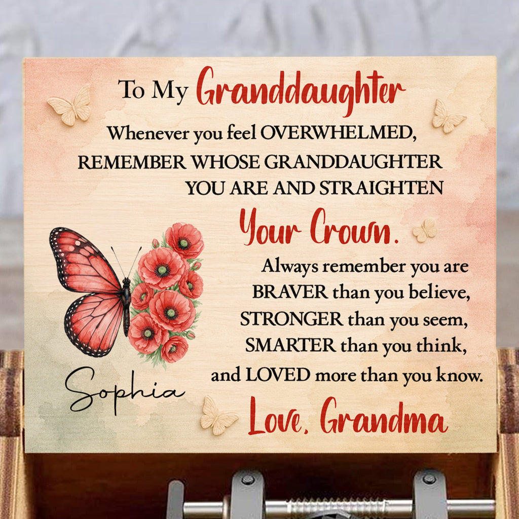 Personalized Wooden Music Box Custom Gift for Granddaughter Music Box GradoCreations