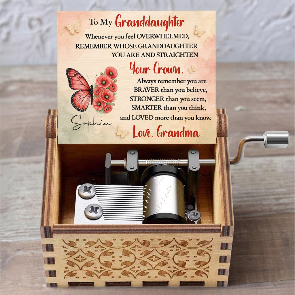Personalized Wooden Music Box Custom Gift for Granddaughter Music Box GradoCreations