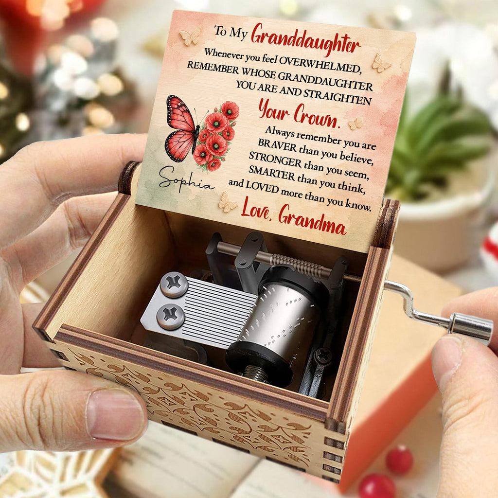 Personalized Wooden Music Box Custom Gift for Granddaughter Music Box GradoCreations