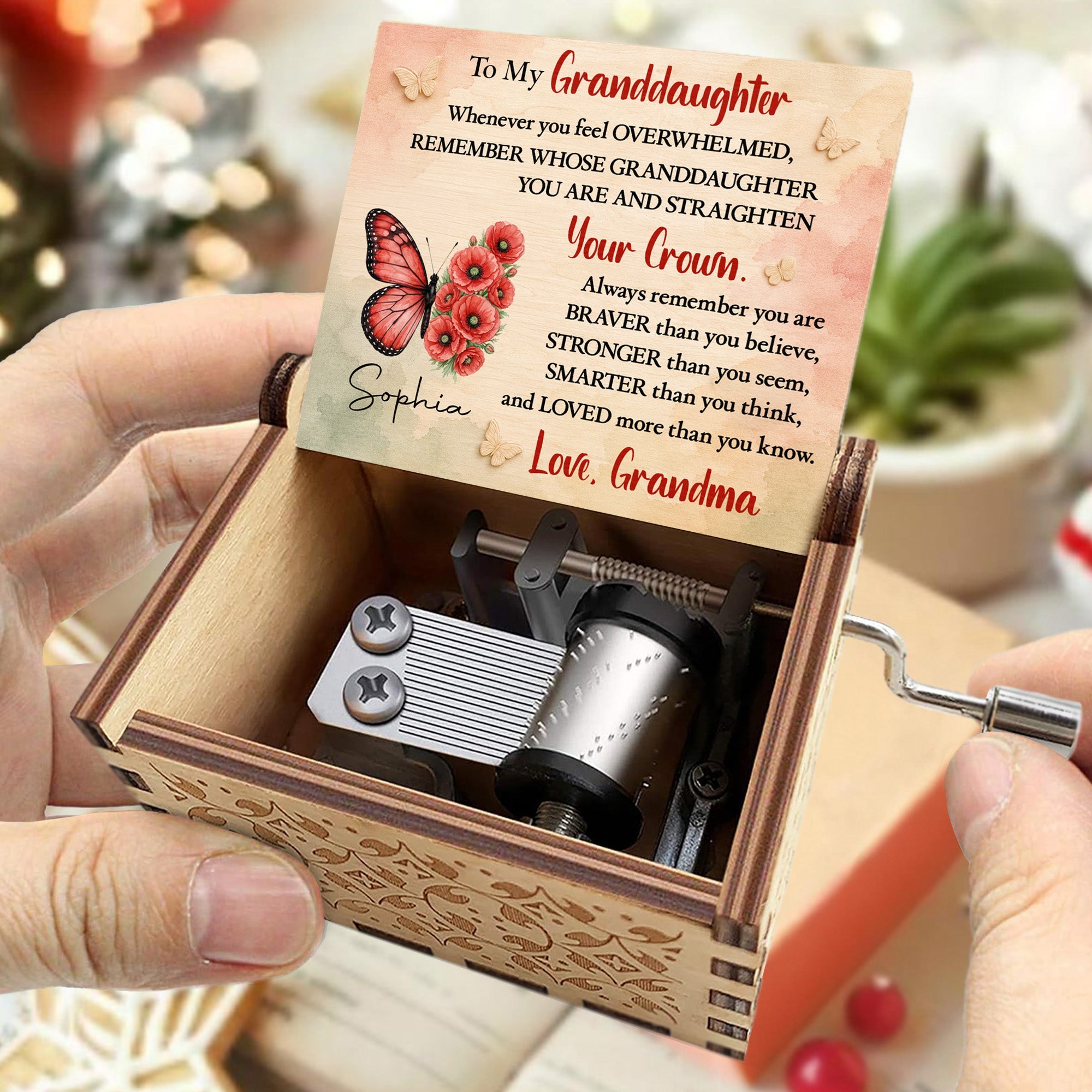 Personalized Wooden Music Box Custom Gift for Granddaughter Music Box GradoCreations