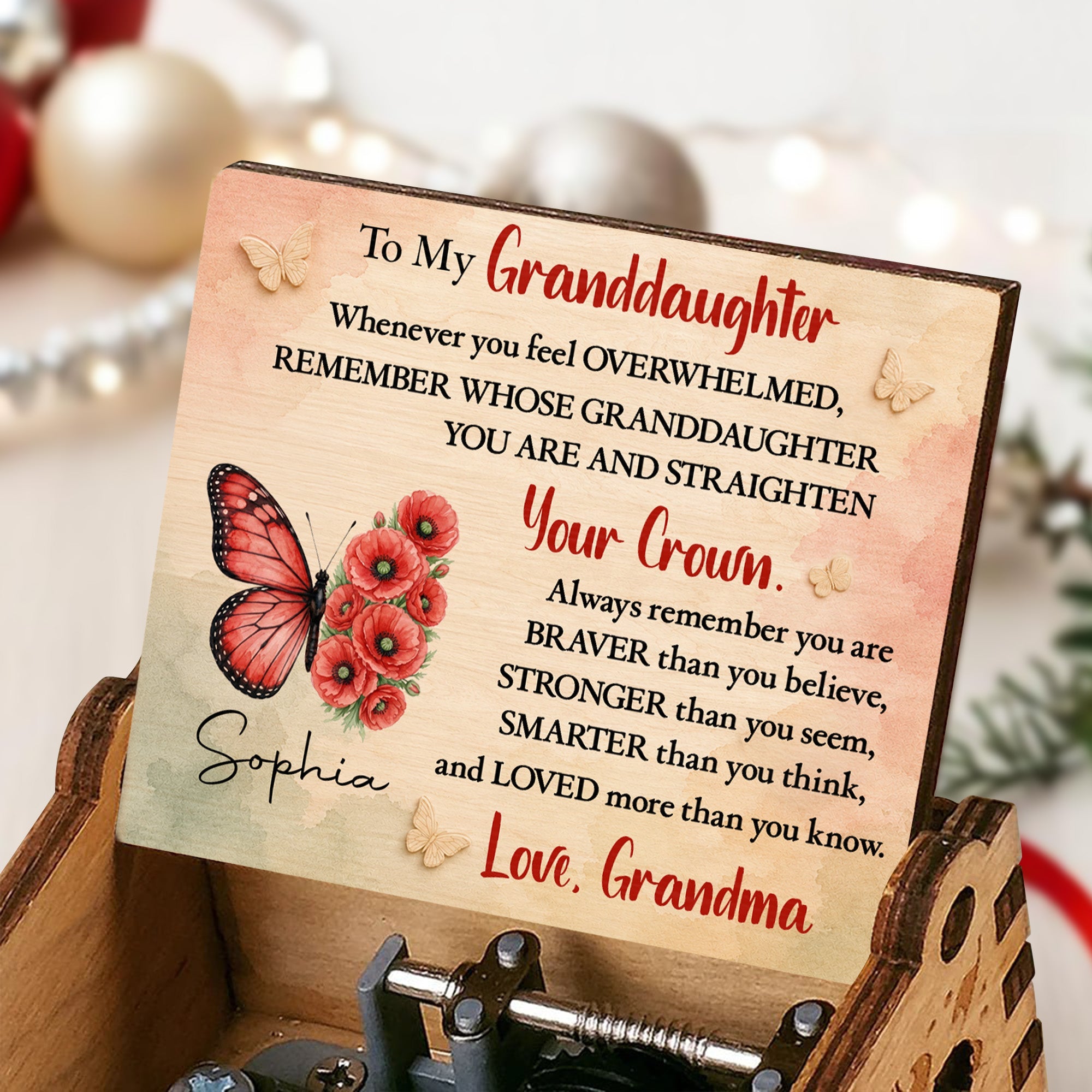 Personalized Wooden Music Box Custom Gift for Granddaughter Music Box GradoCreations