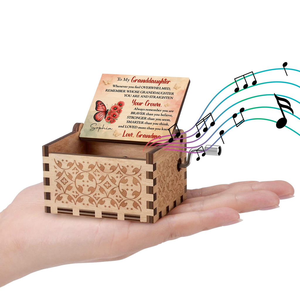 Personalized Wooden Music Box Custom Gift for Granddaughter Music Box GradoCreations
