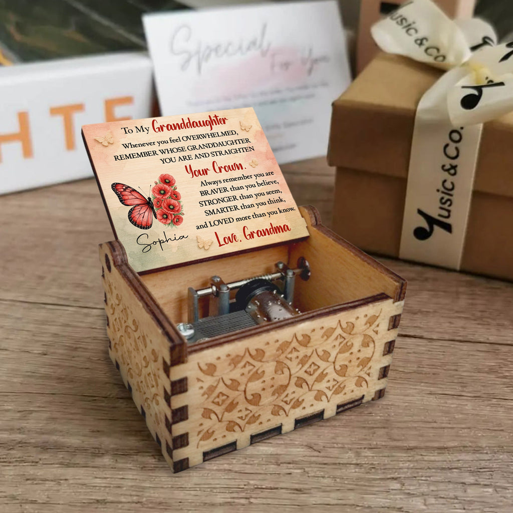 Personalized Wooden Music Box Custom Gift for Granddaughter Music Box GradoCreations