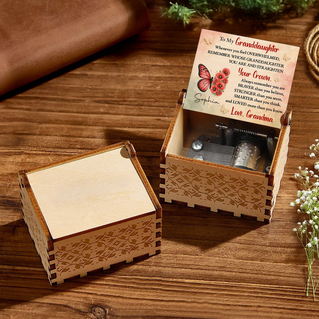 Personalized Wooden Music Box Custom Gift for Granddaughter Music Box GradoCreations