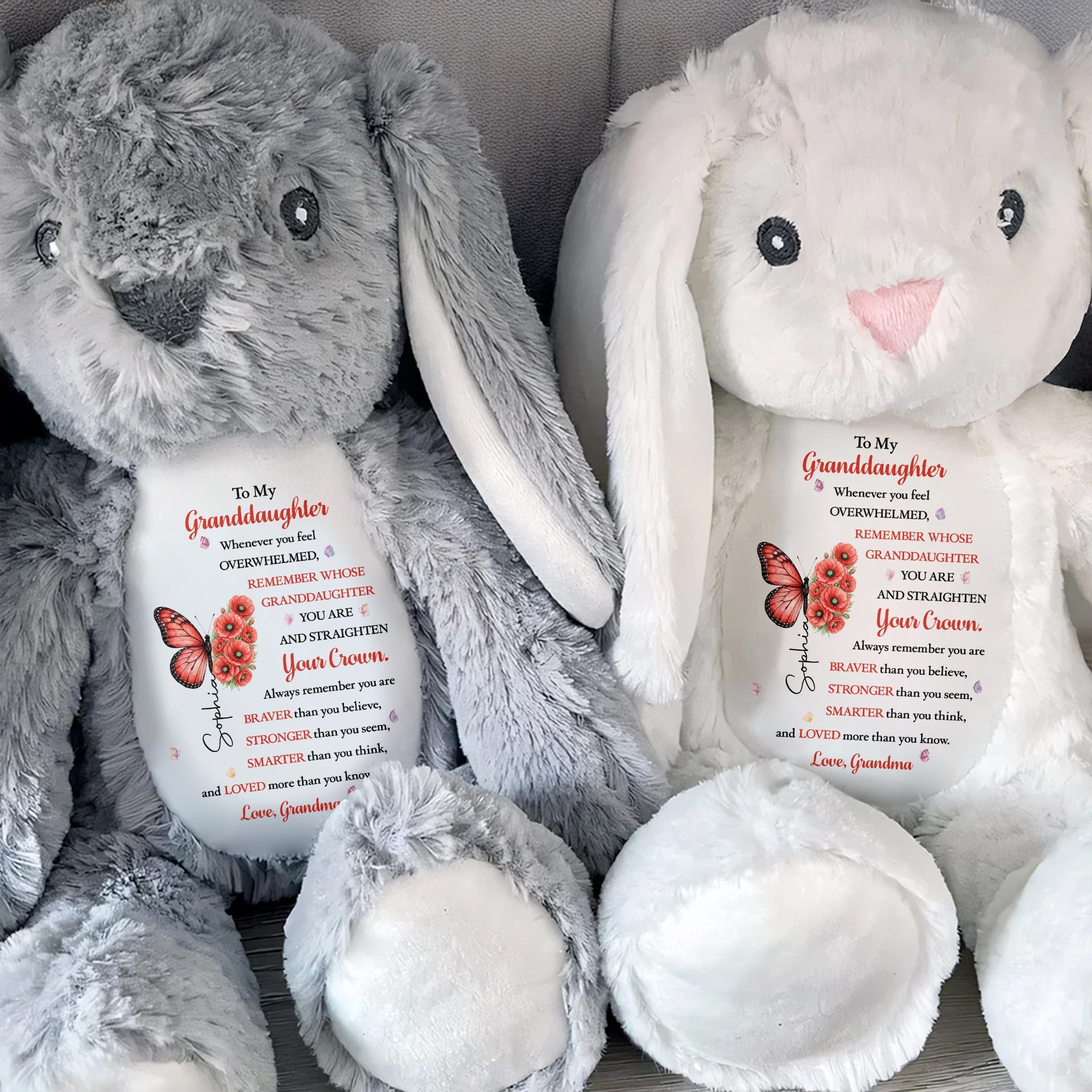 Personalized Stuffed Bunny for Granddaughter Custom Name Gift Stuffed Bunny GradoCreations