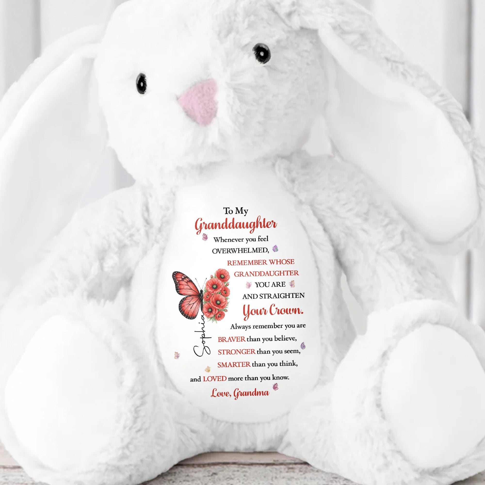 Personalized Stuffed Bunny for Granddaughter Custom Name Gift Stuffed Bunny GradoCreations