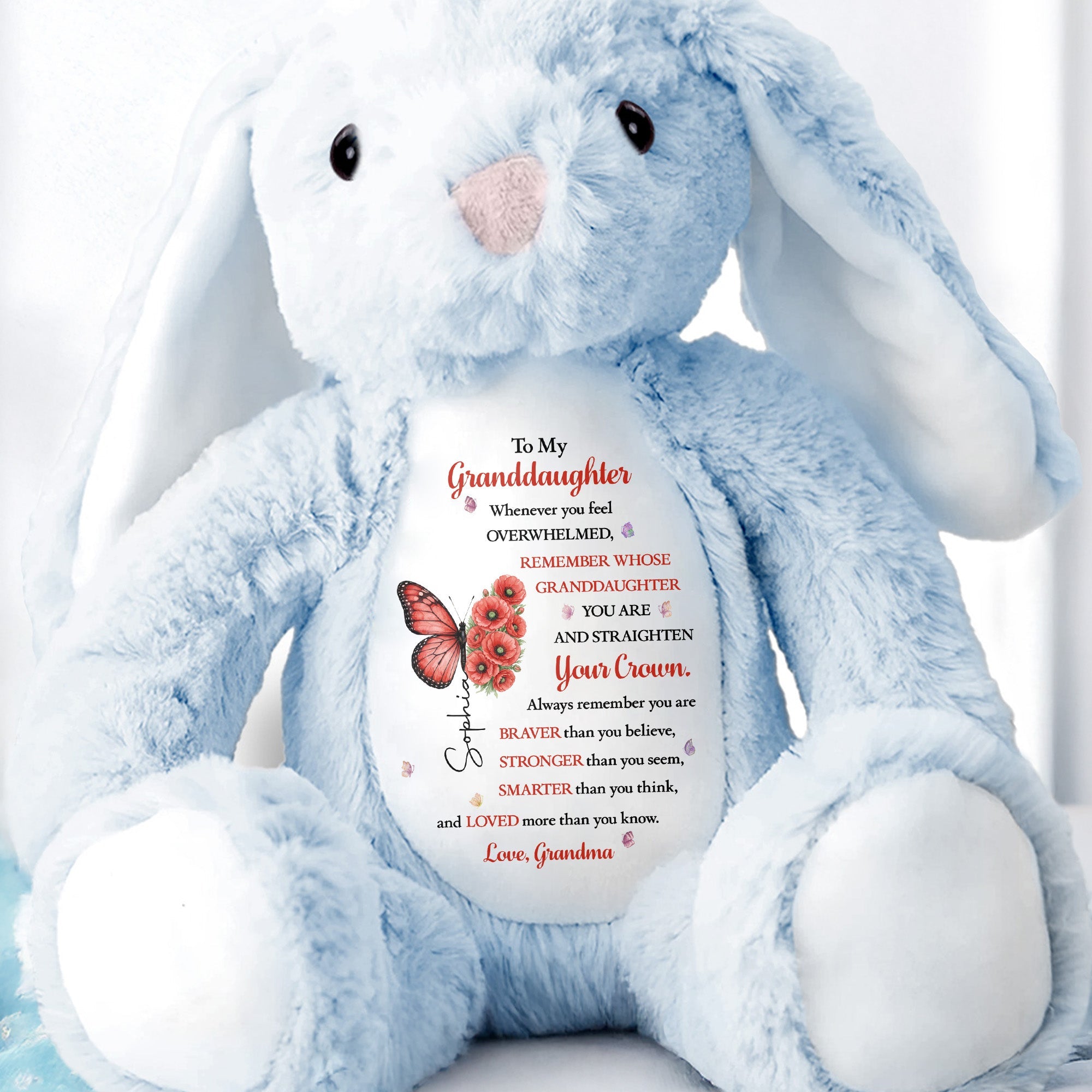 Personalized Stuffed Bunny for Granddaughter Custom Name Gift Stuffed Bunny GradoCreations