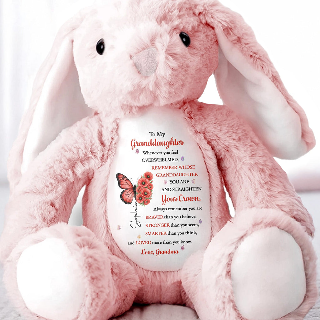 Personalized Stuffed Bunny for Granddaughter Custom Name Gift Stuffed Bunny GradoCreations