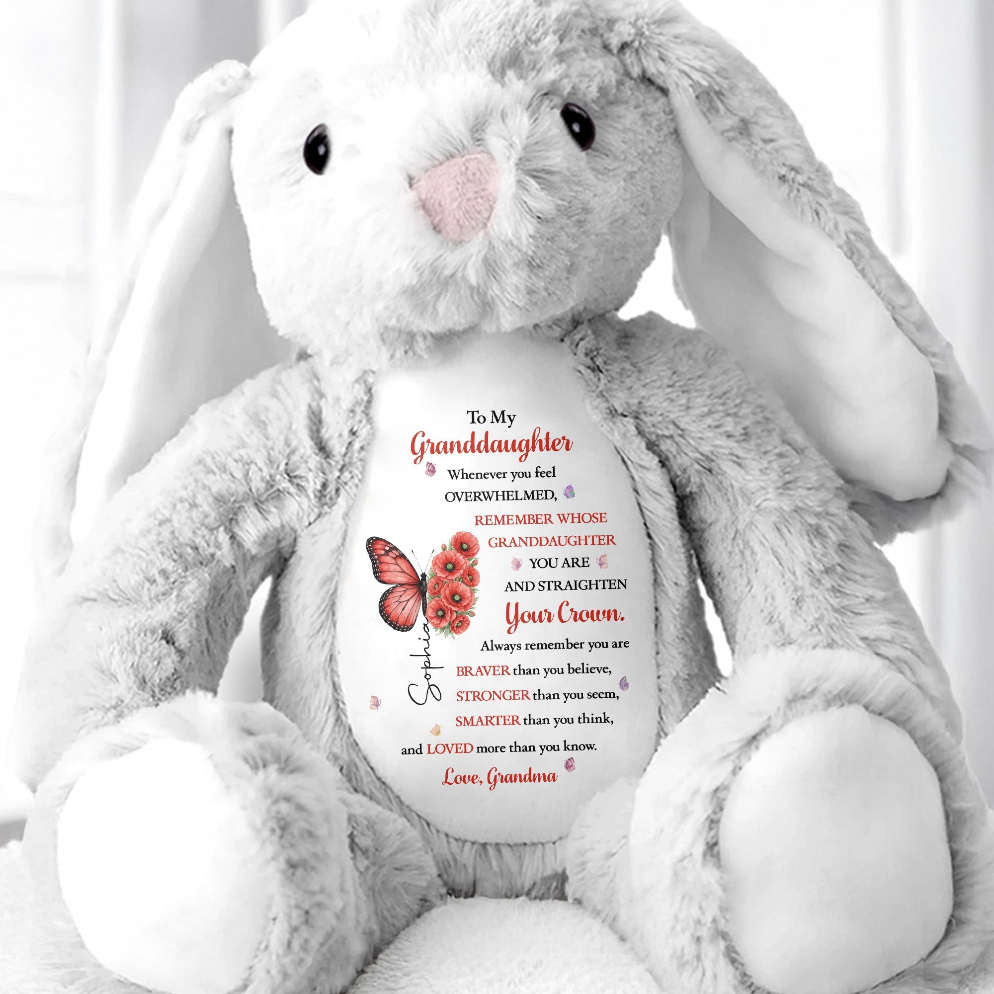 Personalized Stuffed Bunny for Granddaughter Custom Name Gift Stuffed Bunny GradoCreations