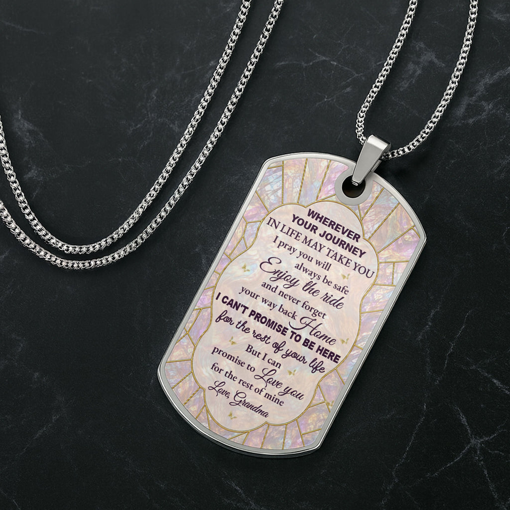 Personalized Dog Tag Necklace Custom Granddaughter Gift Flower Dog Tag Necklace GradoCreations
