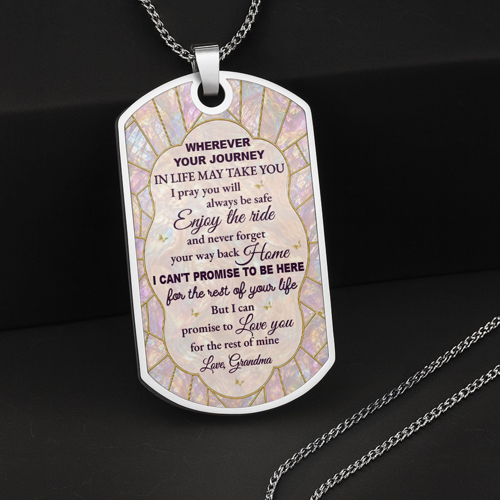 Personalized Dog Tag Necklace Custom Granddaughter Gift Flower Dog Tag Necklace GradoCreations