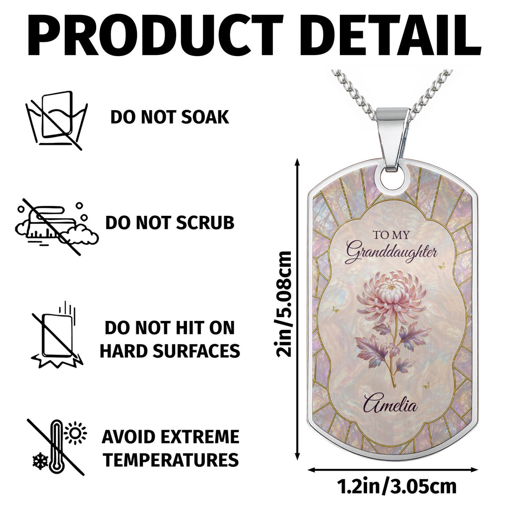 Personalized Dog Tag Necklace Custom Granddaughter Gift Flower Dog Tag Necklace GradoCreations