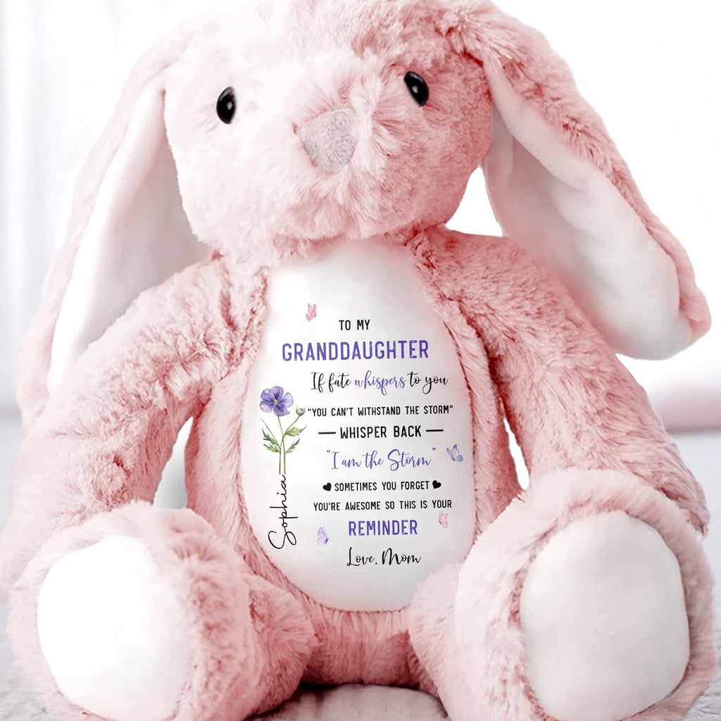 Personalized Stuffed Bunny Custom Name Gift for Granddaughter Stuffed Bunny GradoCreations