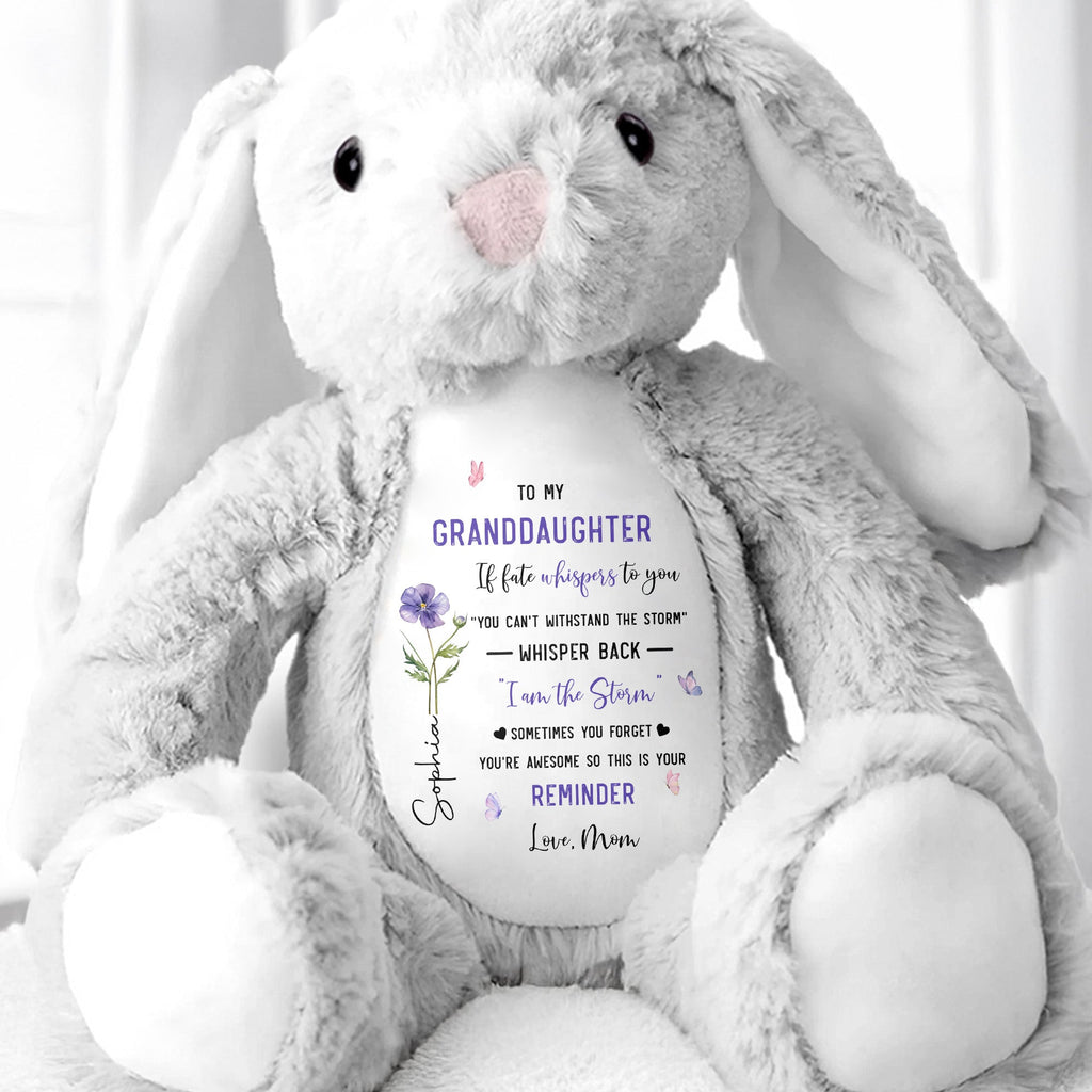 Personalized Stuffed Bunny Custom Name Gift for Granddaughter Stuffed Bunny GradoCreations