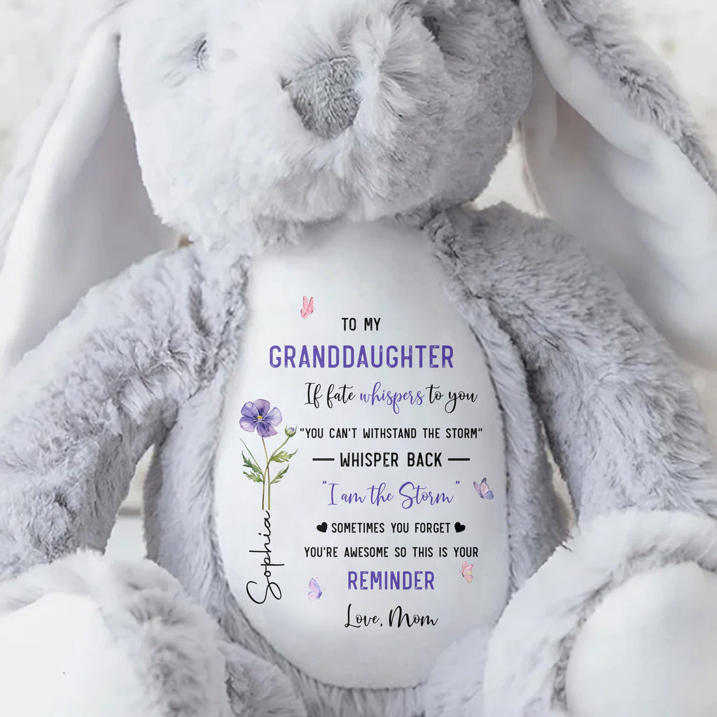 Personalized Stuffed Bunny Custom Name Gift for Granddaughter Stuffed Bunny GradoCreations