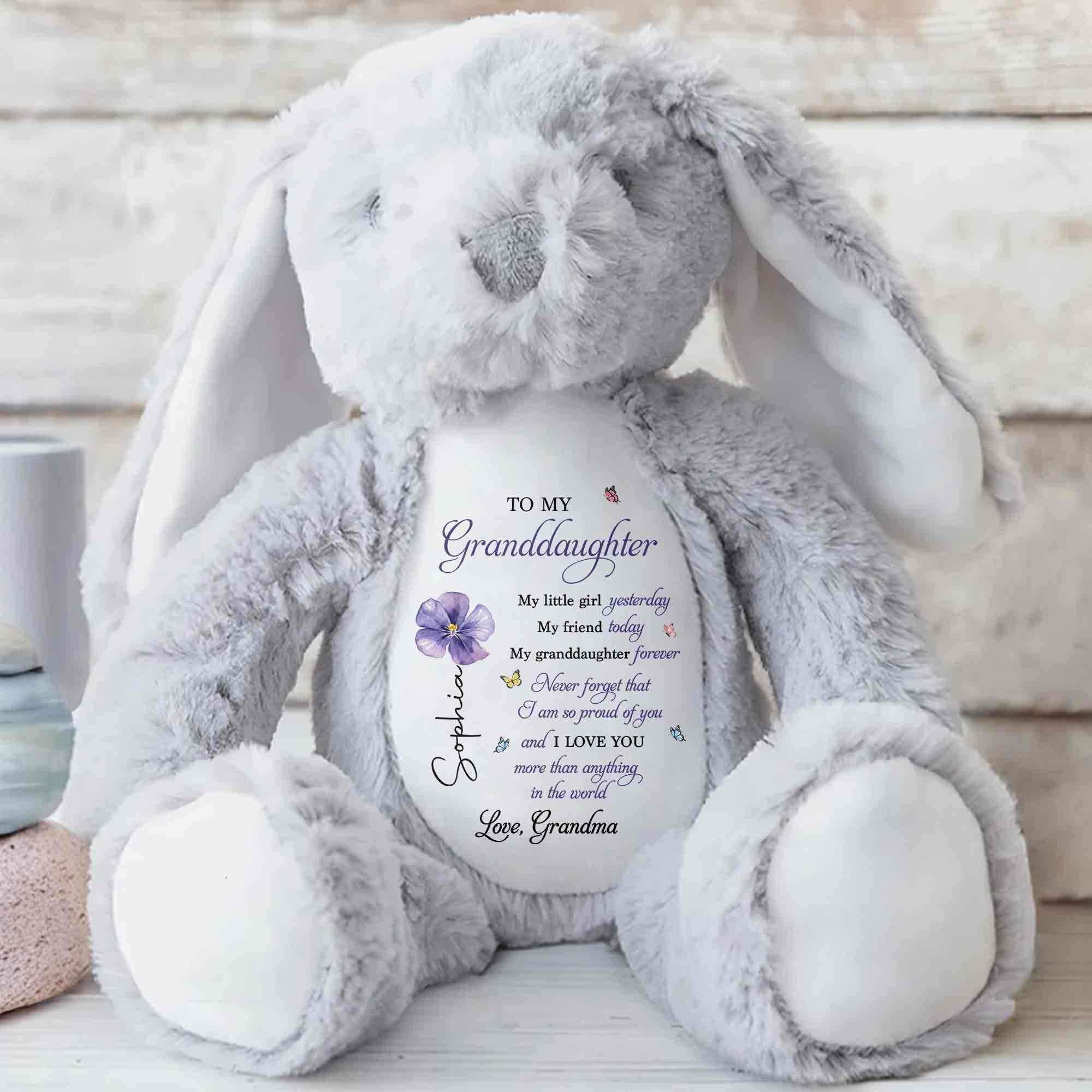 Personalized Stuffed Bunny Custom Name Gift for Granddaughter Stuffed Bunny GradoCreations