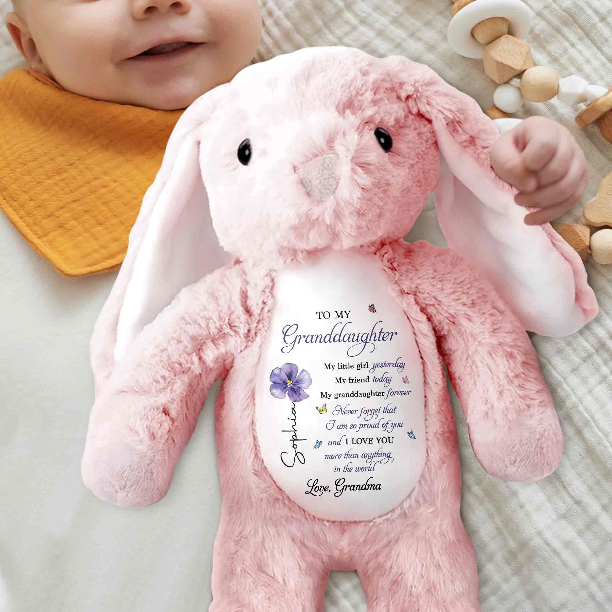 Personalized Stuffed Bunny Custom Name Gift for Granddaughter Stuffed Bunny GradoCreations