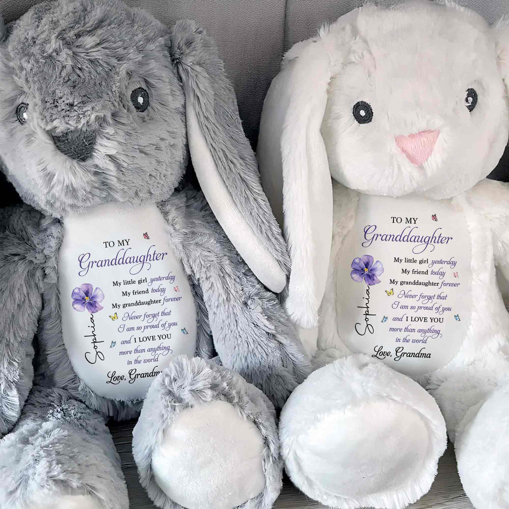 Personalized Stuffed Bunny Custom Name Gift for Granddaughter Stuffed Bunny GradoCreations