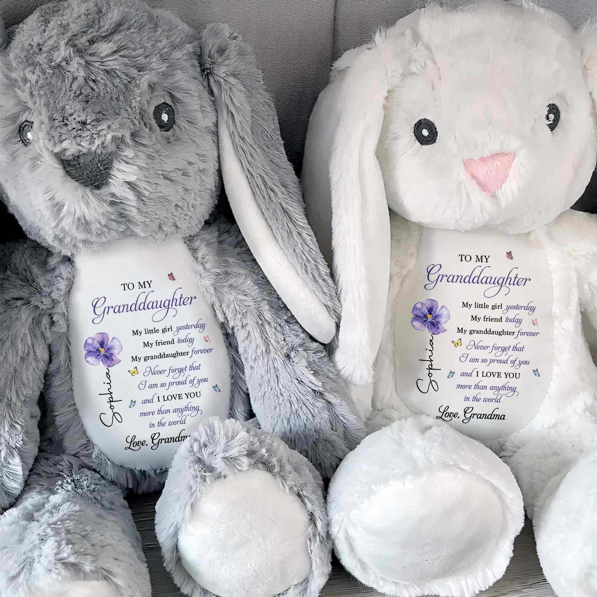 Personalized Stuffed Bunny Custom Name Gift for Granddaughter Stuffed Bunny GradoCreations