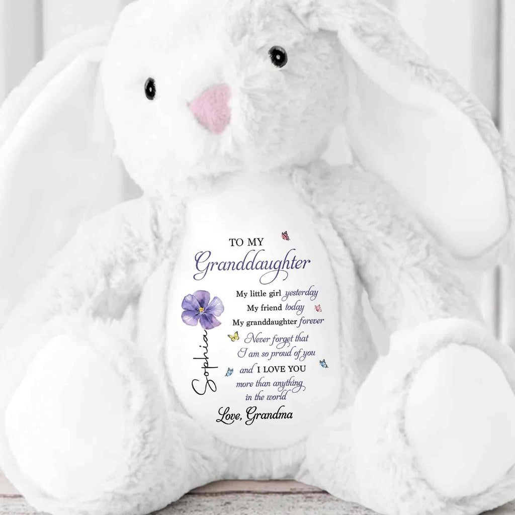Personalized Stuffed Bunny Custom Name Gift for Granddaughter Stuffed Bunny GradoCreations