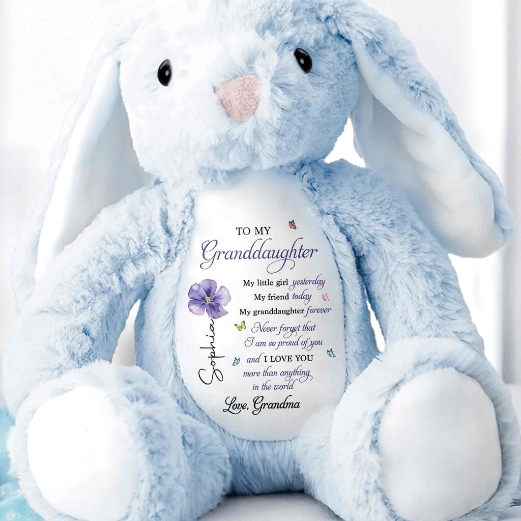 Personalized Stuffed Bunny Custom Name Gift for Granddaughter Stuffed Bunny GradoCreations