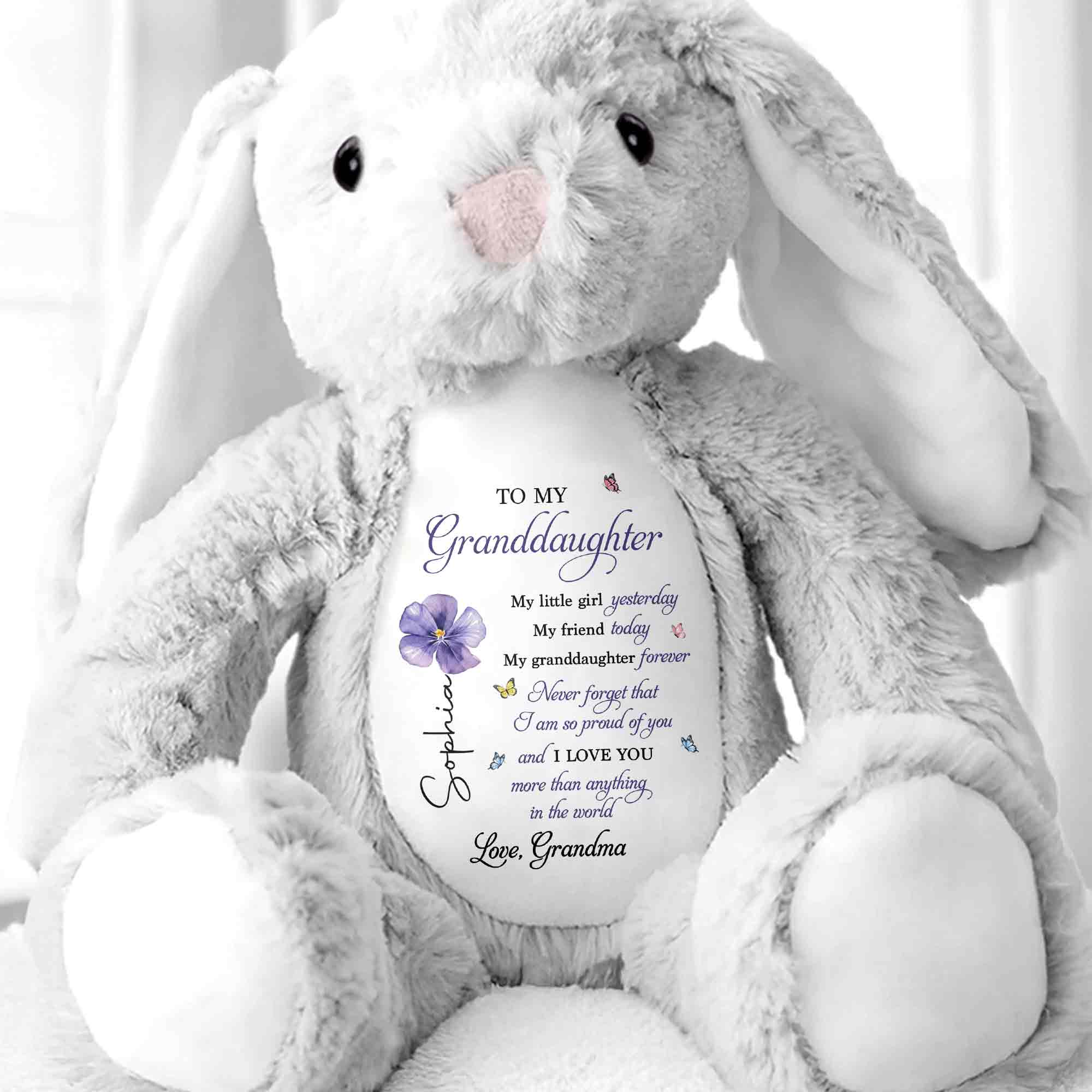 Personalized Stuffed Bunny Custom Name Gift for Granddaughter Stuffed Bunny GradoCreations